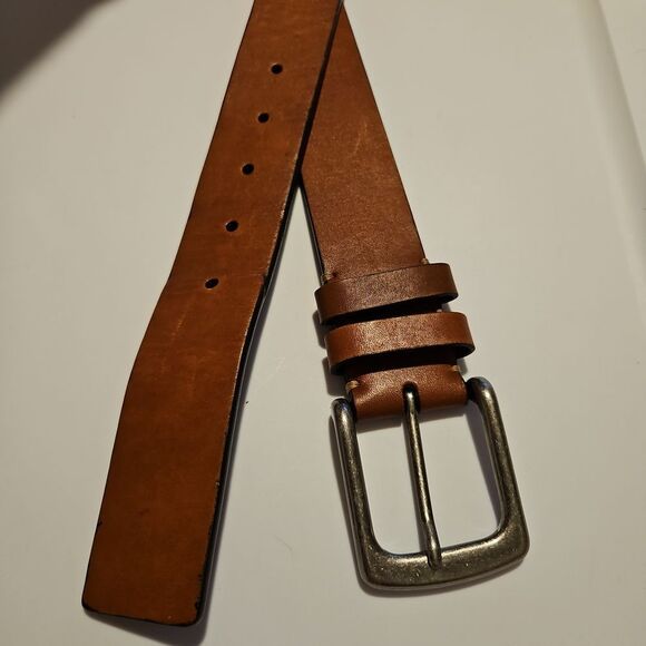 Roundtree & Yorke Carmel Brown Leather Belt waist 33"-37" - Picture 6 of 6